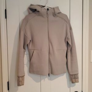 ⚪️Adidas gray zip up hoodie running jacket in S zip pockets in front medweight